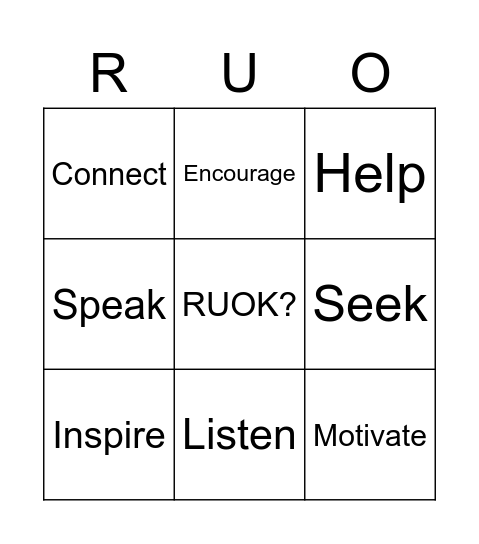 RUOK DAY BINGO Card