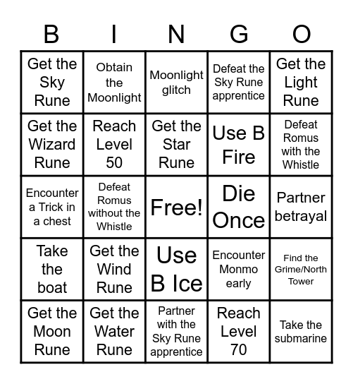 The 7th Saga (Randomizer) - Bingo Test #1 Bingo Card