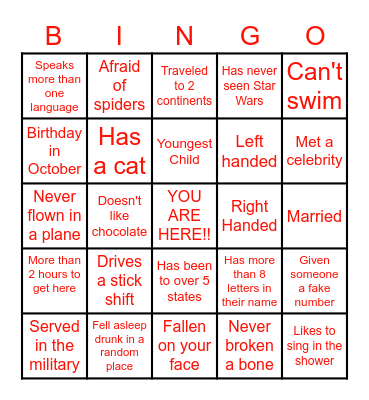 Get to know the rest of the family!! Bingo Card