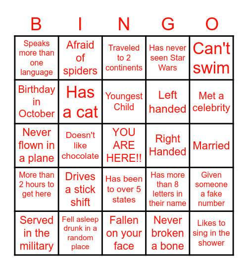 Get to know the rest of the family!! Bingo Card