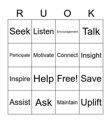 RUOK DAY BINGO Card