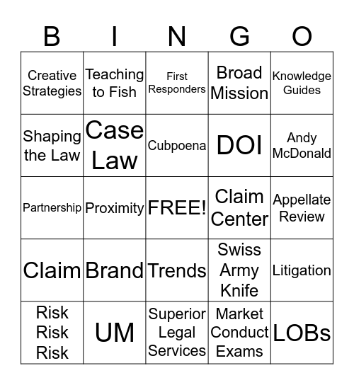 GC  Bingo Card