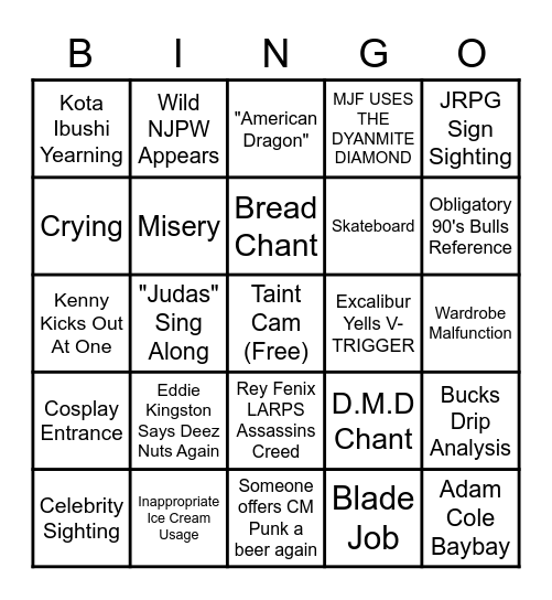 Pujoshi Crew All Out Bingo Card
