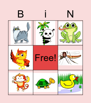 Animals Bingo Card