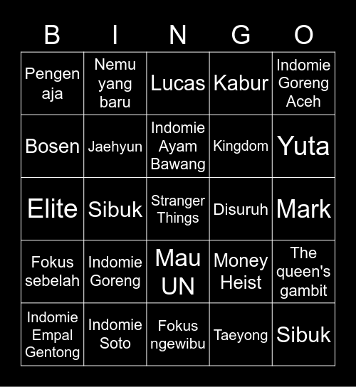 Punya Suzu. Bingo Card