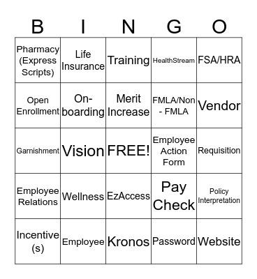 SERVICE ADVISOR Bingo Card