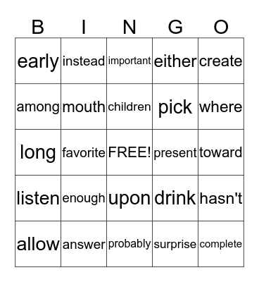 Untitled Bingo Card