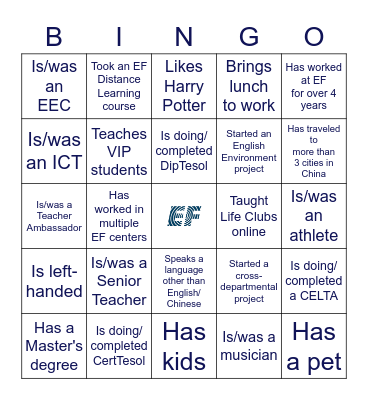 Find a Star Teacher Who... Bingo Card