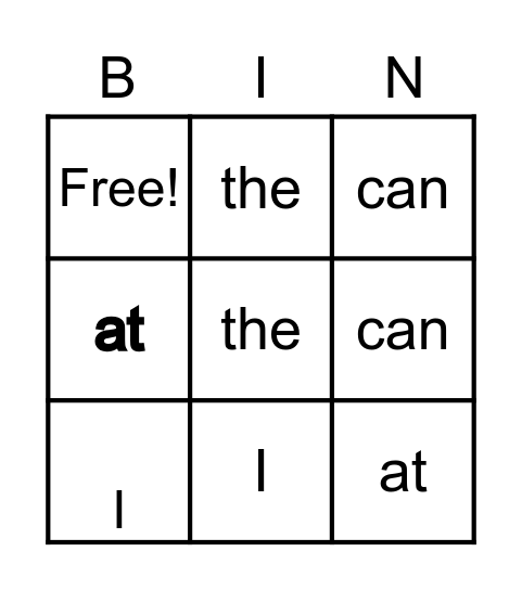 I can count Bingo Card