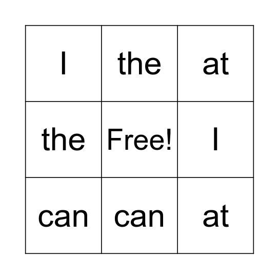 I can count Bingo Card