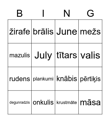 Bingo _ Grade 4 Bingo Card