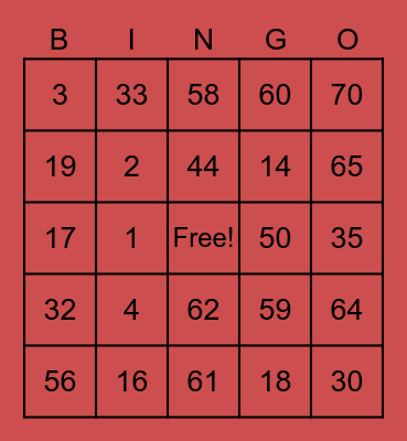 Montclair Senior Estates Bingo Card