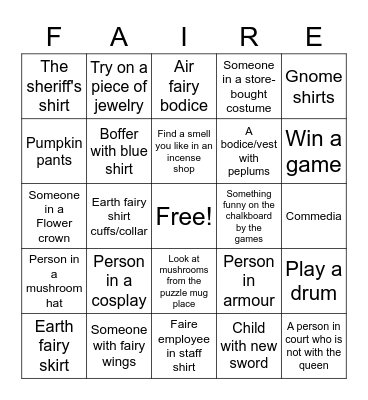 Heather's NYRF Bingo Card