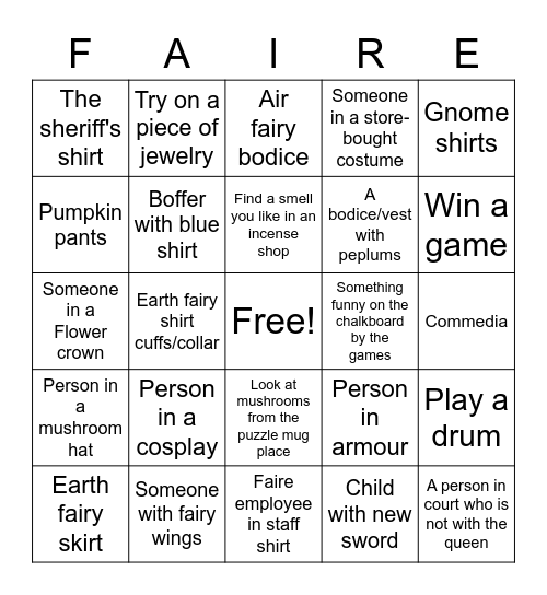 Heather's NYRF Bingo Card