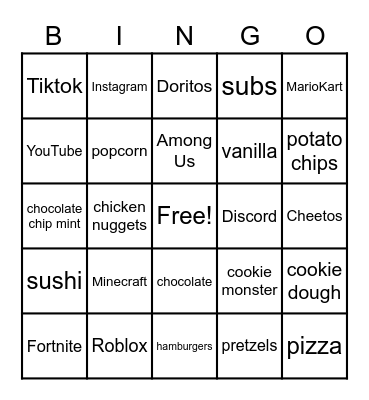 Our Class Favorites Bingo Card