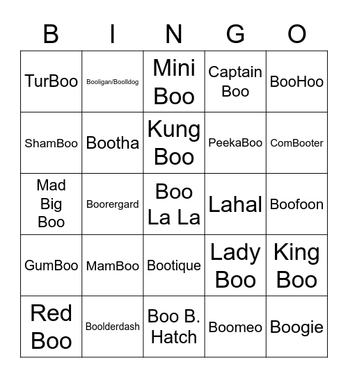 Lottie ROUND 2 (Boo's) Bingo Card