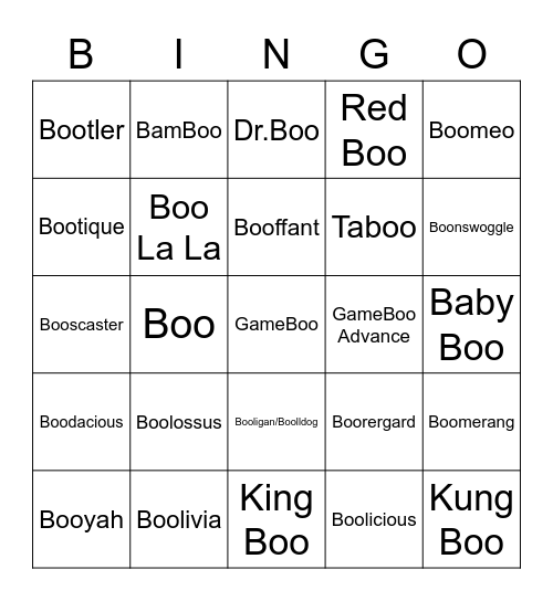 Ness ROUND 2 (Boo's) Bingo Card