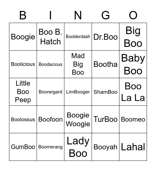 Holly ROUND 1 (Boo's) Bingo Card