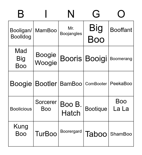 Frosty ROUND 2 Boo edition Bingo Card