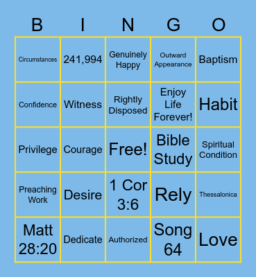 Spiritual Bingo! Bingo Card
