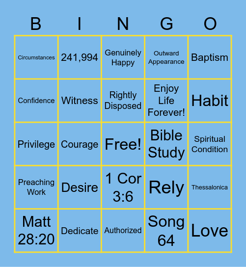 Spiritual Bingo! Bingo Card