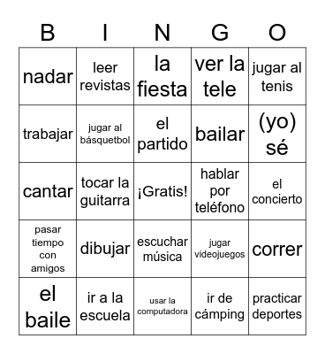 Los pasatiempos Bingo Card