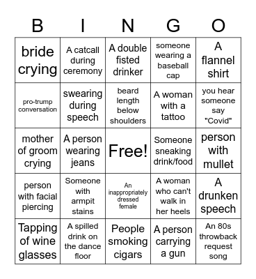 wedding bingo Card