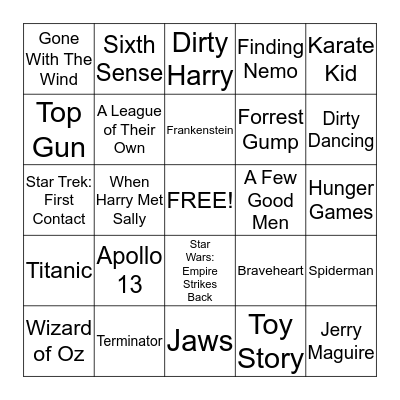 Famous Movie Quotes Bingo Card