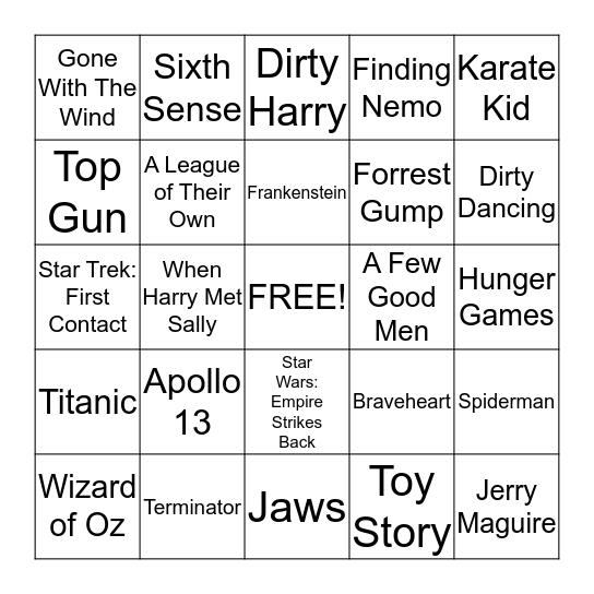 Famous Movie Quotes Bingo Card