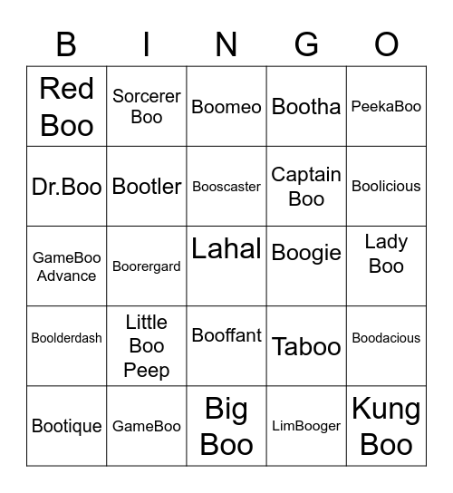 Squiggly Pete ROUND 1 Boo edition Bingo Card