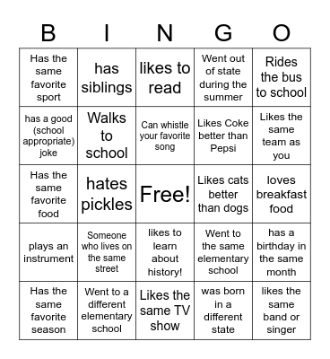 Find someone who... Bingo Card