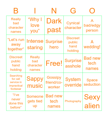 Sapphic Sci Fi Bingo Card