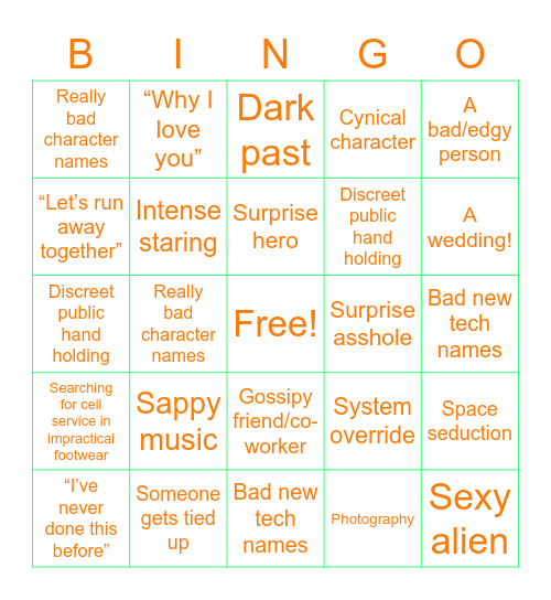 Sapphic Sci Fi Bingo Card