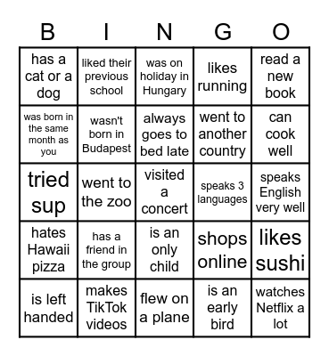 FIND SOMEONE WHO... Bingo Card