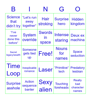 Sapphic Sci-Fi Bingo Card