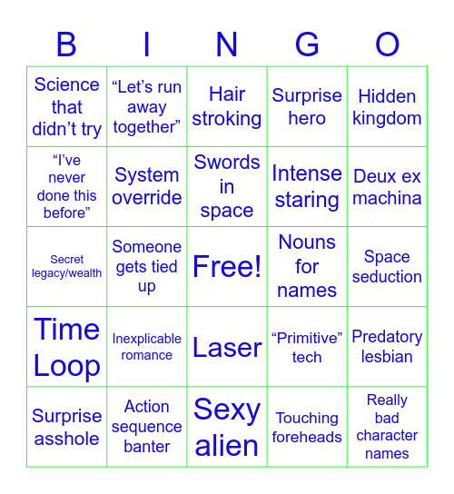 Sapphic Sci-Fi Bingo Card