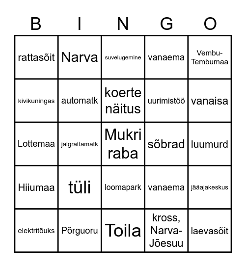 SUVI 2021 Bingo Card