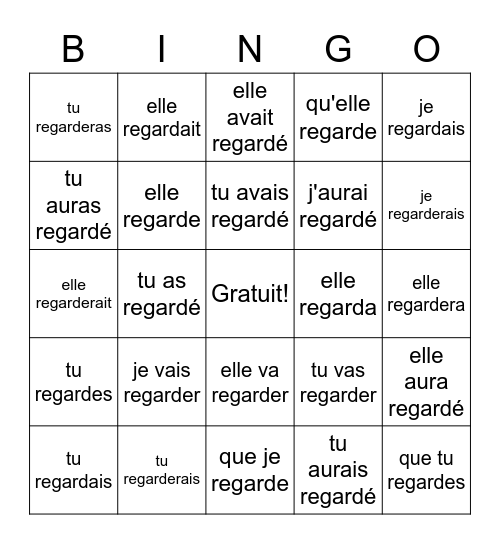 Regular tense review Bingo Card