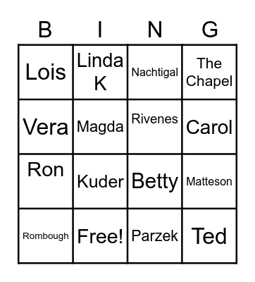 The Chapel Small Group Bingo Card