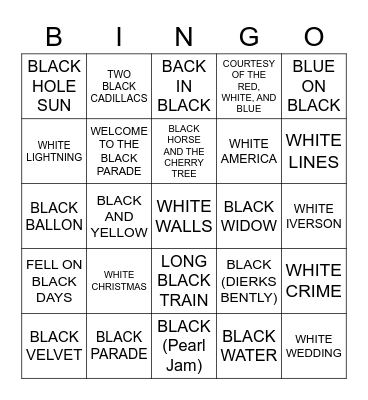 BLACK OR WHITE Bingo Card