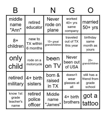 Labor Day Cookout Bingo Card