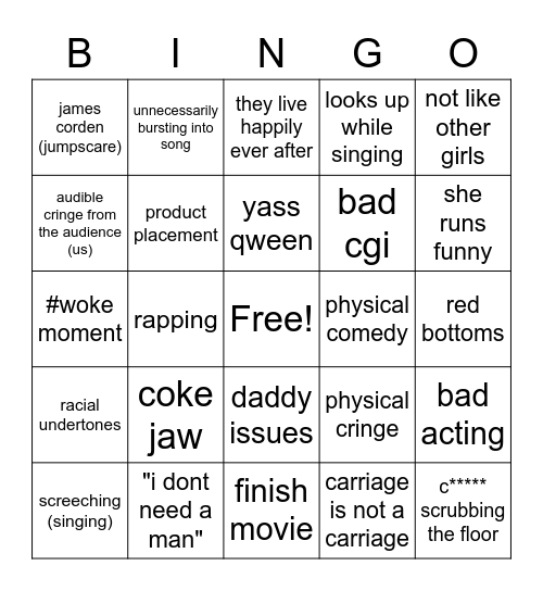 cinderella bingo Card