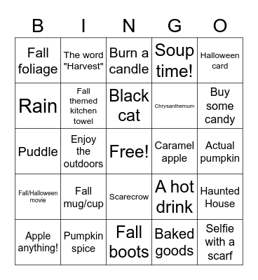 Fall Bingo Card