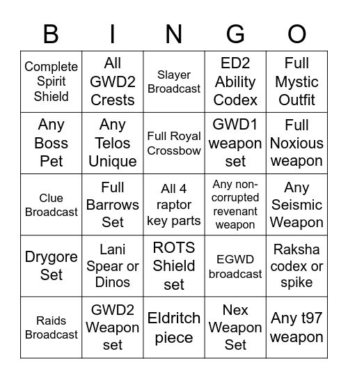 Dakiny Bingo Card Bingo Card