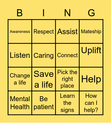 R U OK? Bingo Card