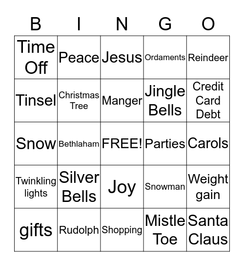 Christmas Bingo Card