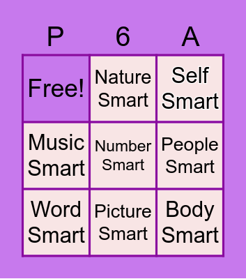 Multiple Intelligences Bingo Card