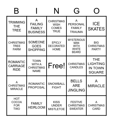 Hallmark Christmas Bingo Card