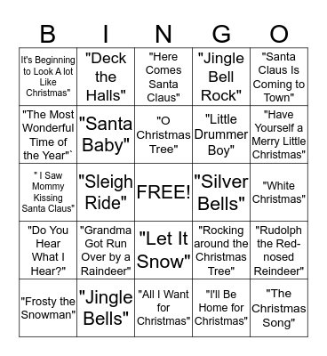 Christmas Carol Bingo Card