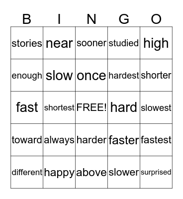 Lesson 27 Bingo Card
